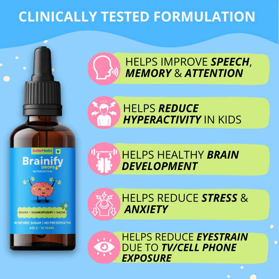 Brainify Drops – Clinically Tested Ayurvedic Formula for Kids’ Brain Health (2-16 Yrs) | No Added Sugar & Preservatives - 30ml - Image 17