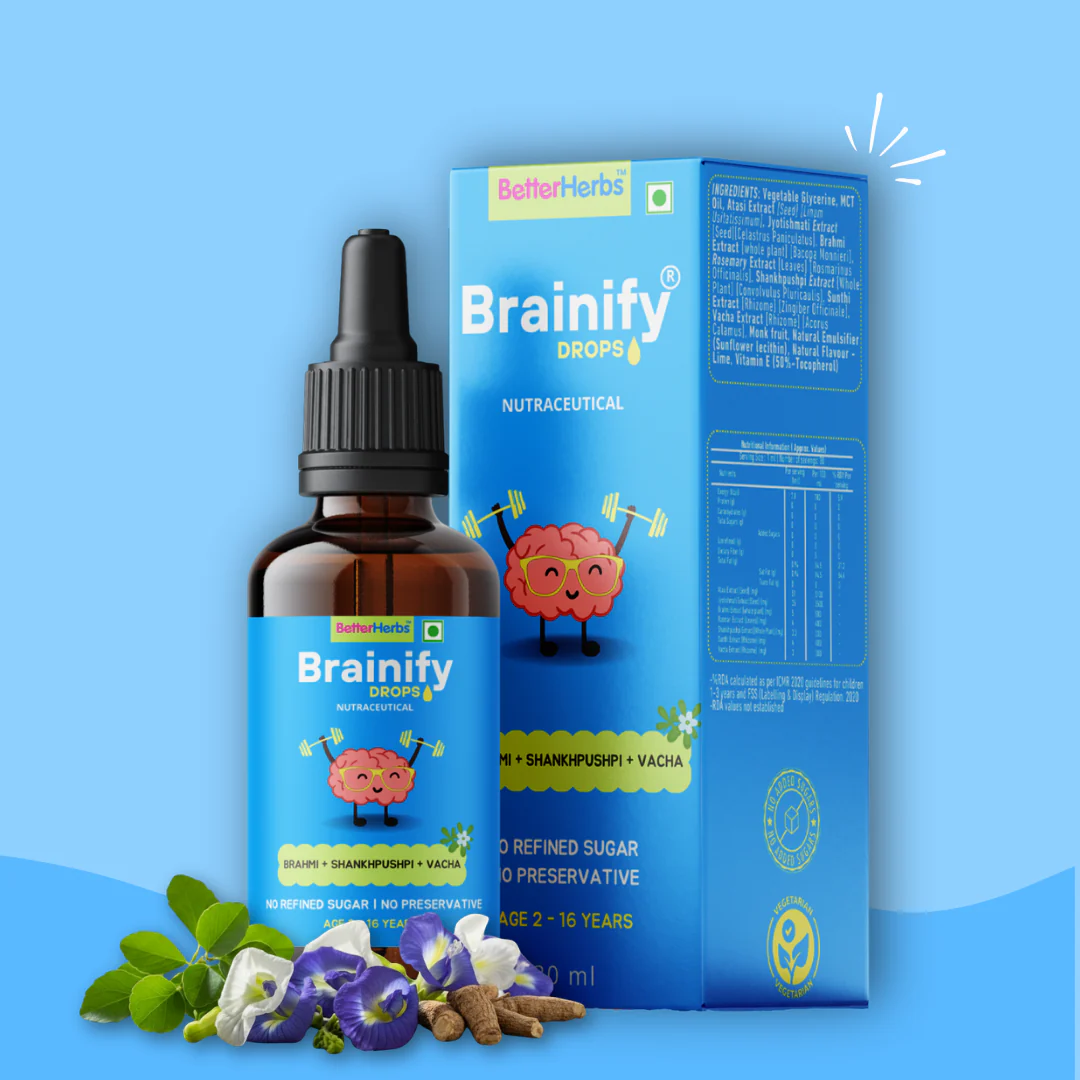 Brainify Drops – Clinically Tested Ayurvedic Formula for Kids’ Brain Health (2-16 Yrs) | No Added Sugar & Preservatives - 30ml - Image 23