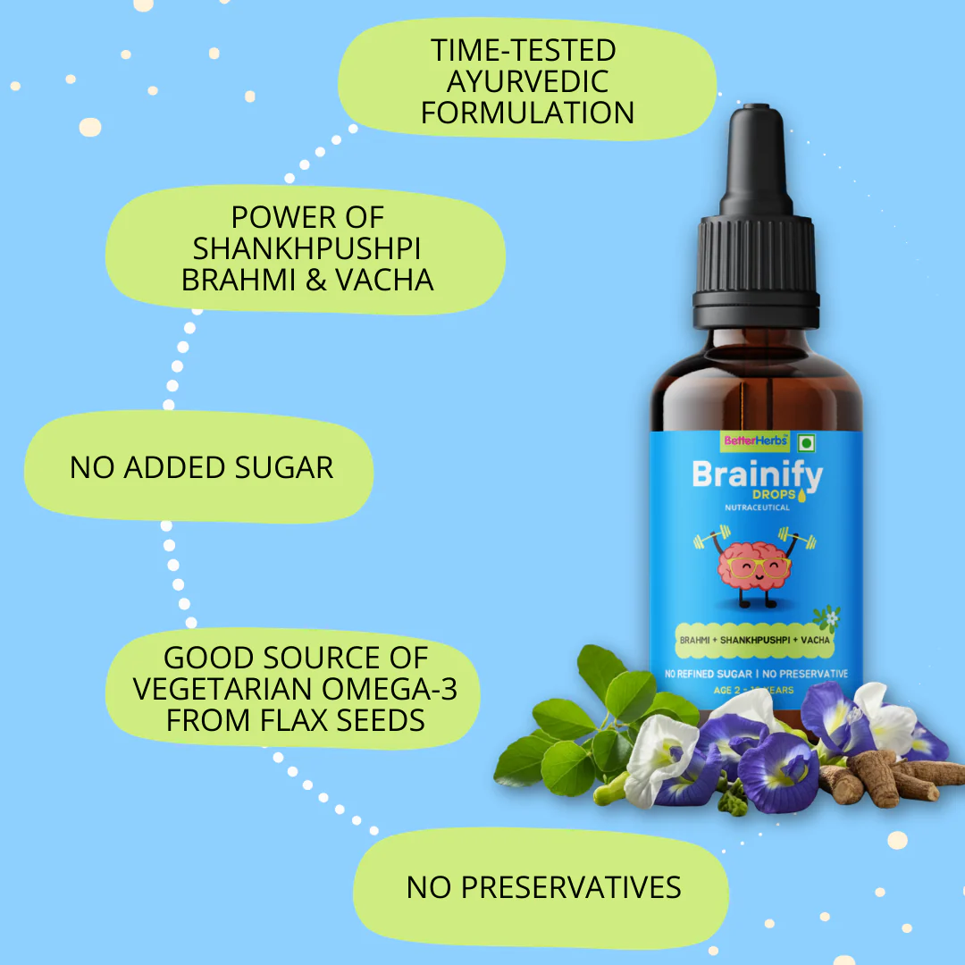 Brainify Drops – Clinically Tested Ayurvedic Formula for Kids’ Brain Health (2-16 Yrs) | No Added Sugar & Preservatives - 30ml - Image 27