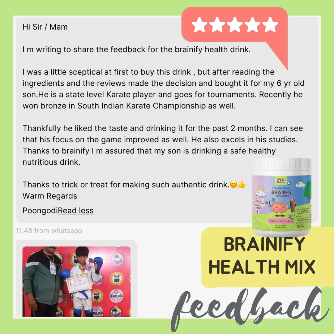 BRAINIFY Nutrition Powder for Children & Teens | 7 Brain Boosting Ayurvedic Herbs + Millets + Nuts | No Refined Sugar | Yummy Flavour - Image 21