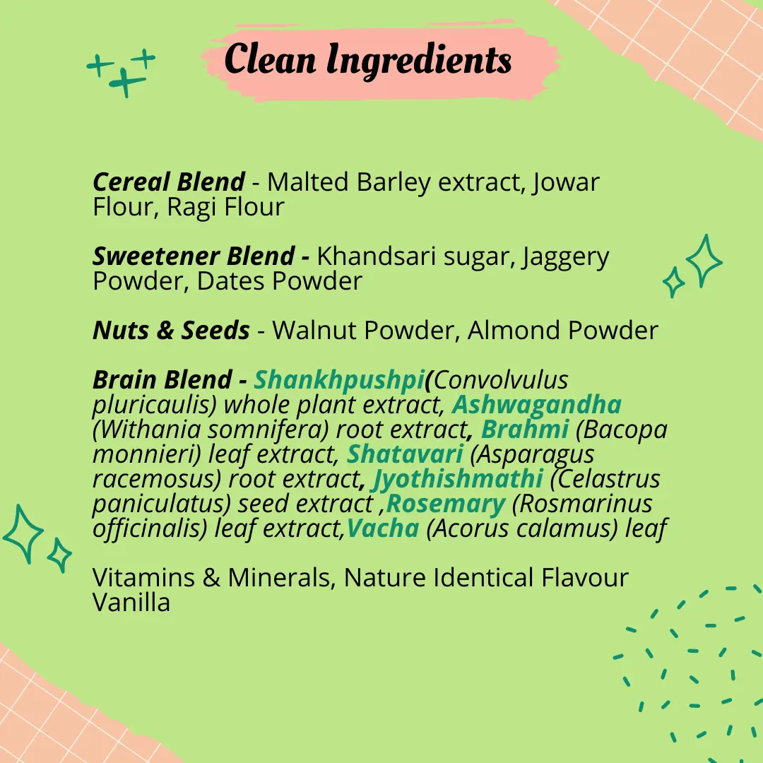 BRAINIFY Nutrition Powder for Children & Teens | 7 Brain Boosting Ayurvedic Herbs + Millets + Nuts | No Refined Sugar | Yummy Flavour - Image 44