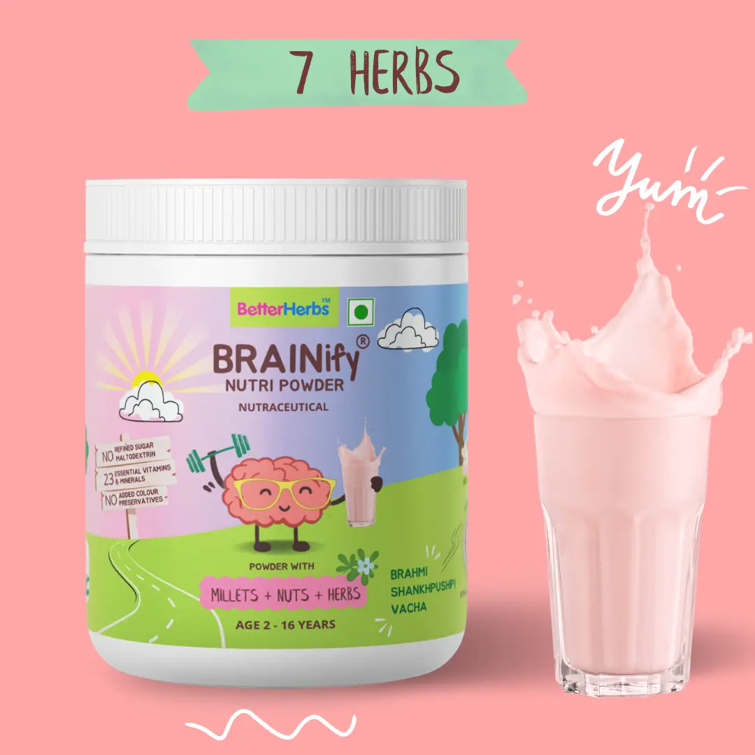 BRAINIFY Nutrition Powder for Children & Teens | 7 Brain Boosting Ayurvedic Herbs + Millets + Nuts | No Refined Sugar | Yummy Flavour - Image 53