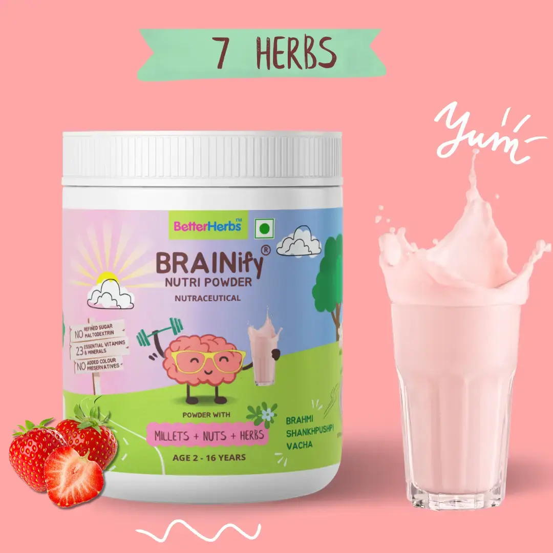 BRAINIFY Nutrition Powder for Children & Teens | 7 Brain Boosting Ayurvedic Herbs + Millets + Nuts | No Refined Sugar | Yummy Flavour - Image 66
