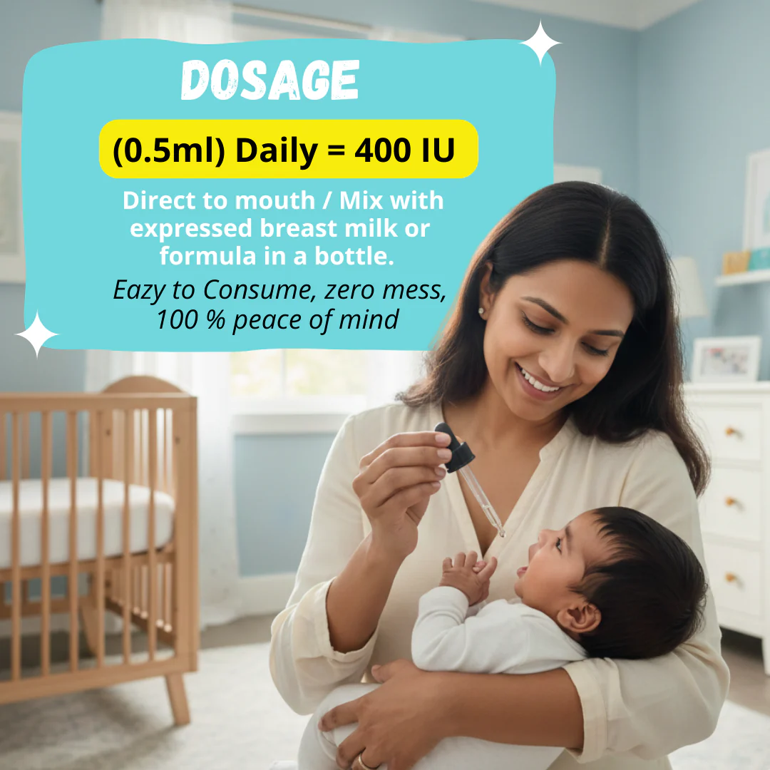 Little Sunshine D3 Drops: India's First Vitamin D3 for Infants with No Sugar + No Preservatives + No Color + No Flavor - 400 IU Daily Dose, 0.5ml - WHO-GMP Certified - Image 9
